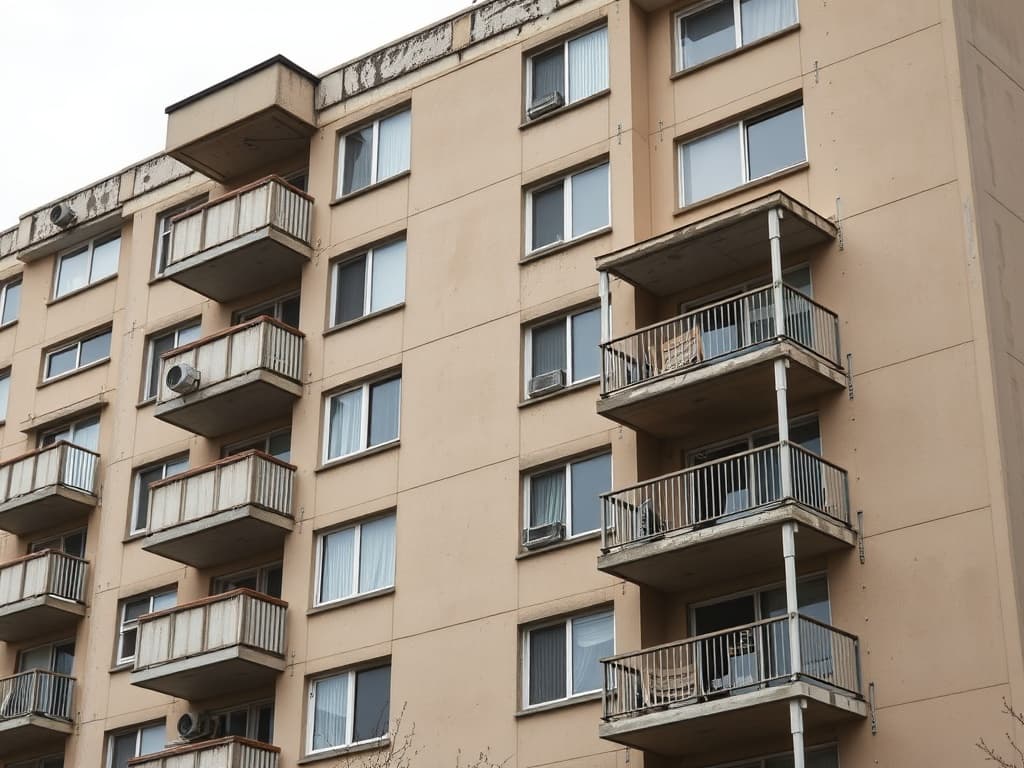 Condo building before repaint