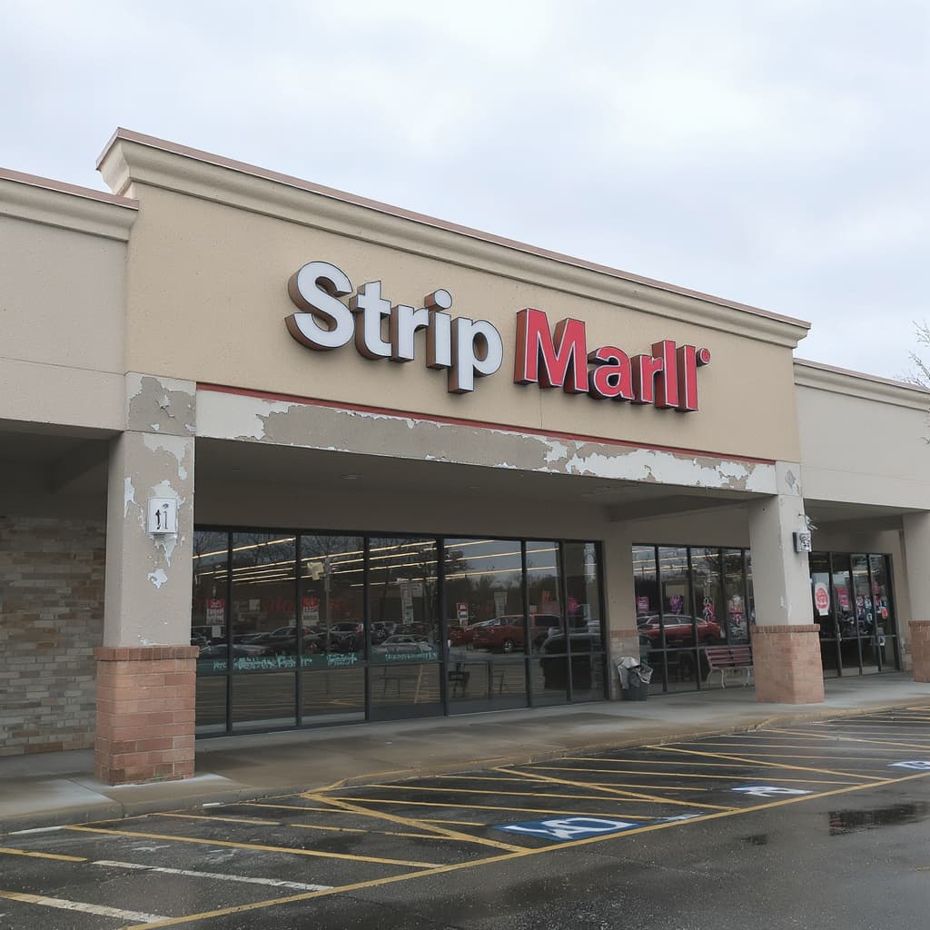Commercial strip mall before
